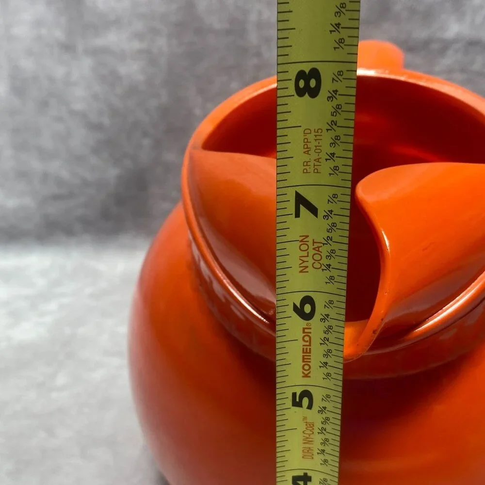 Vintage Anchor Hocking Tilt Ball Orange Ceramic Pitcher Jug  & Tumblers Set - Picture 14 of 15